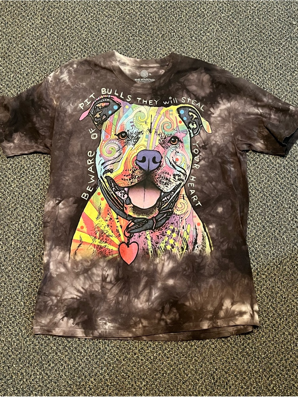 The Mountain Brown Tie-Dye Multicolor Pit Bull Graphic T-Shirt